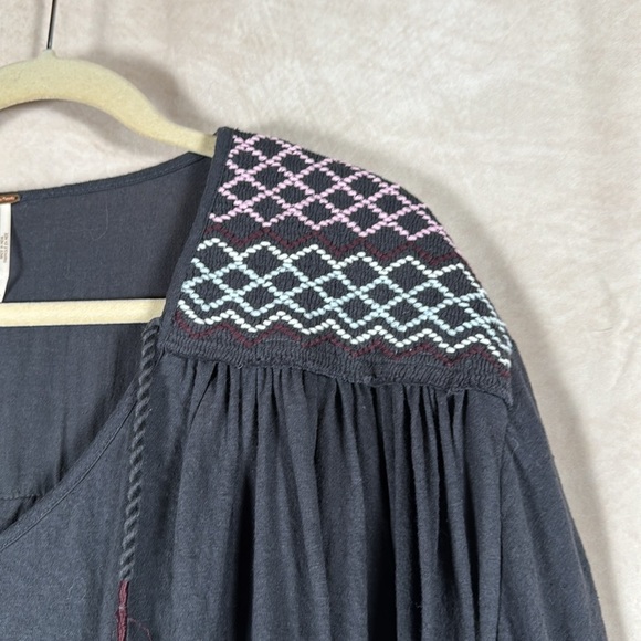 Free People Embroidered Oversized Top Small Boho Oversized Hippie Peasant Flowy - Picture 3 of 14